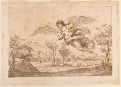 Engel mit zwei Kindern in ihren Armen von Francesco Bartolozzi
