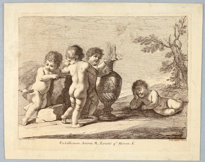 Jungen spielen mit einem Vogel von Francesco Bartolozzi