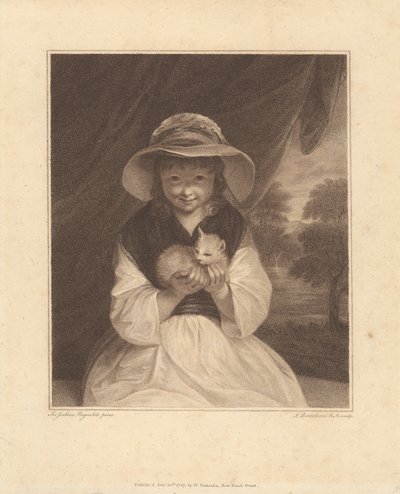 Mädchen mit einem Kätzchen von Francesco Bartolozzi