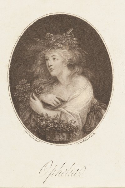 Ophelia Shakespeare, Hamlet, Akt 4, 1784 von Francesco Bartolozzi