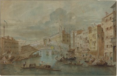 Ansicht der Rialtobrücke, Venedig von Francesco Guardi