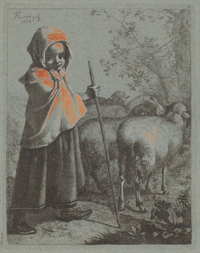 Kindliche Schäferin mit Herde, 1758 von Francesco Londonio