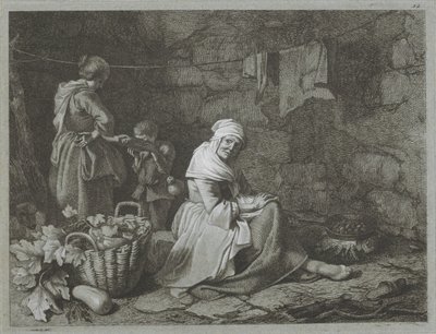 Innenraum eines Bauernhauses von Francesco Londonio