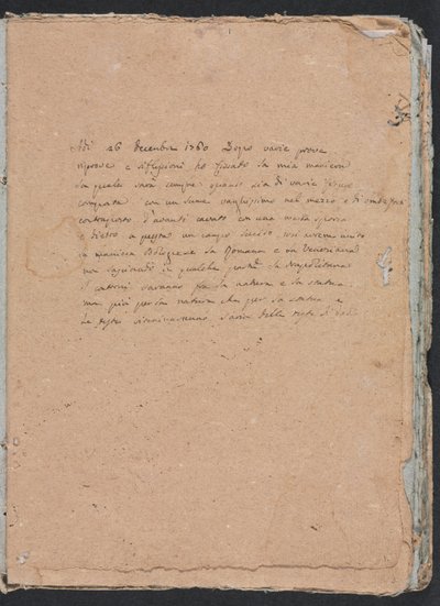 Verona Skizzenbuch: Inschrift (Seite 1) von Francesco Lorenzi