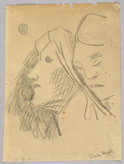 Skizze von zwei Köpfen von Francis Augustus Lathrop