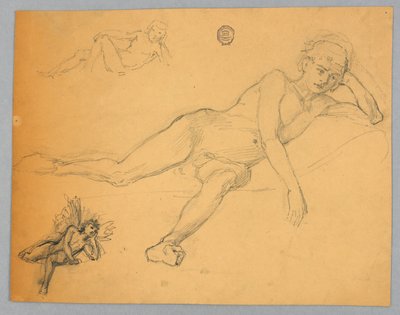 Skizze eines männlichen Aktes von Francis Augustus Lathrop