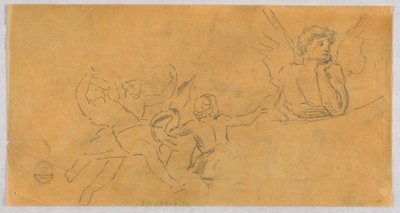 Skizze eines Engels und Putti von Francis Augustus Lathrop