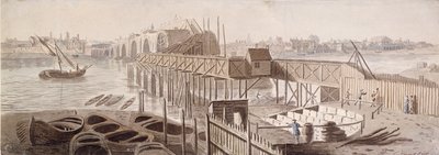 Bau der Blackfriars-Brücke von Francis Grose