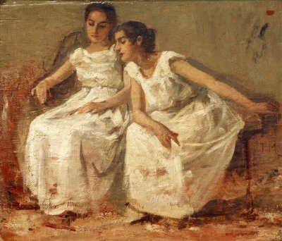 Zwei sitzende Mädchen von Francisco Miralles y Gallup