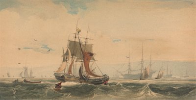 Schiffe auf der Medway, Kent von Francois Louis Thomas Francia