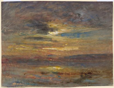 Sonnenuntergang über einem Teich von François Auguste Ravier