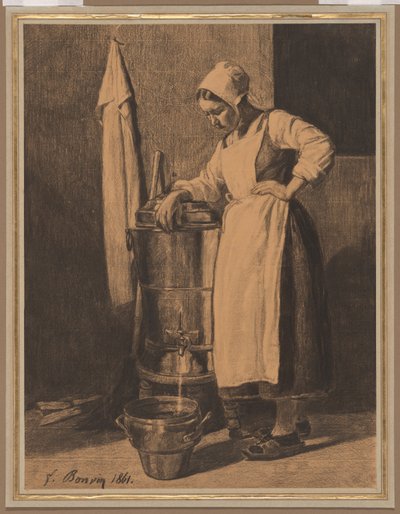Diener, der Wasser aus dem Brunnen schöpft von François Bonvin
