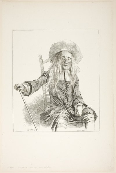 Mann, der auf einem Stuhl sitzt von François Boucher
