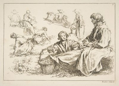 Blatt mit Skizzen von François Boucher
