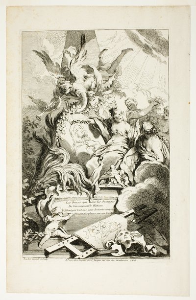 Die Grazien auf dem Grab von Watteau von François Boucher