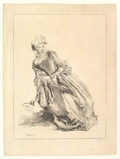 Frau, die sich nach links lehnt, 1722-28 von François Boucher