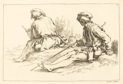 Sitzende Hirtenjungen von François Boucher after Abraham Bloemaert