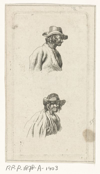 Zwei Männerbüsten mit Hut von François Joseph Pfeiffer (II)