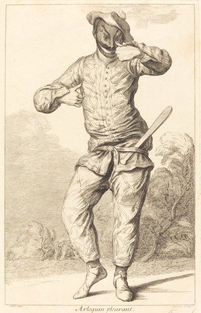 Weinender Harlekin von François Joullain after Claude Gillot