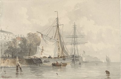 Segelschiffe an Land von Frans Arnold Breuhaus de Groot