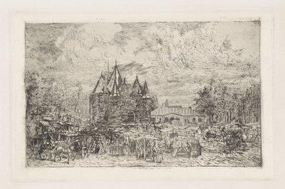 Ansicht des Nieuwmarkt, Amsterdam von Frans Schikkinger