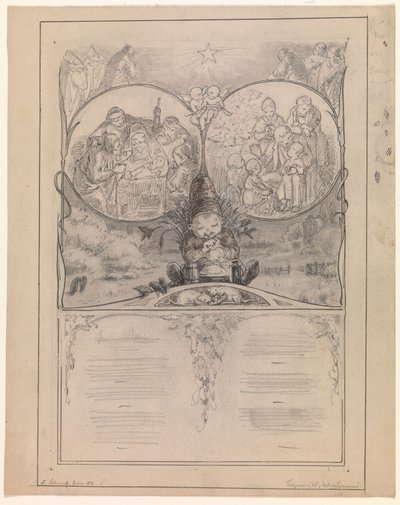 Entwurf für eine Illustration zu "Ude og hjemme" von Frans Schwartz