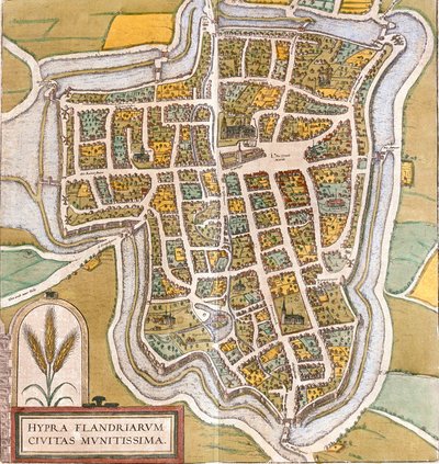 Plan von Ypern, Belgien von Franz Hogenberg