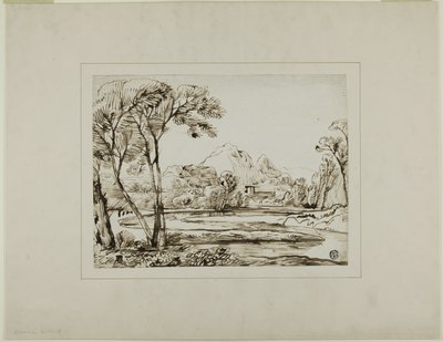 Landschaft mit Fluss und fernen Hügeln von Franz Kobell