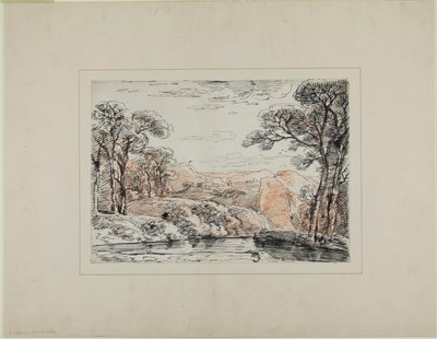Landschaft mit Fluss und fernen Hügeln von Franz Kobell