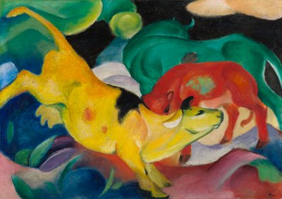 Kühe, rot, grün, gelb von Franz Marc