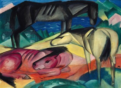 Drei Pferde II, 1913 von Franz Marc