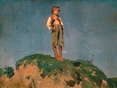 Hirtenjunge auf einem Grasberg von Franz von Lenbach