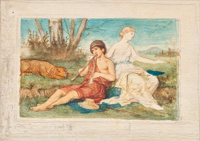Knabe mit Doppelflöte und Muse von Franz von Matsch