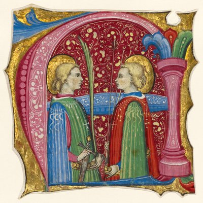 Initiale A: Heilige Mauritius und Theofredus von Frate Nebridio