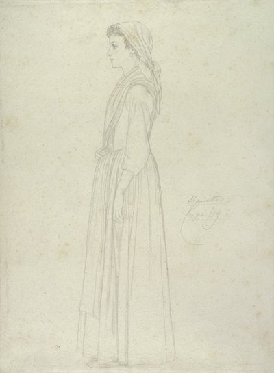 Marietta, Capri, 1859 (Graphit auf Papier) von Frederic Leighton
