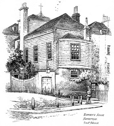 George Romneys Haus, Hampstead, London, 1912 von Frederick Adcock