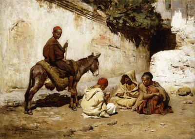 Arabische Kinder spielen Karten, 1873 von Frederick Arthur Bridgman