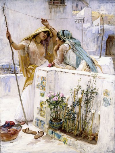 Die Nachbarn, Terrassen von Algier von Frederick Arthur Bridgman