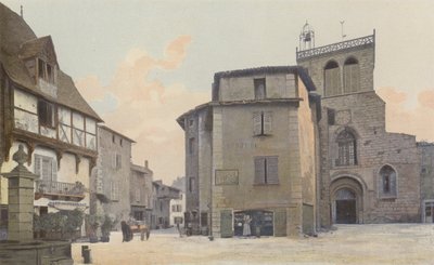 Courpière, Kirche, Westfassade und Platz von French Photographer