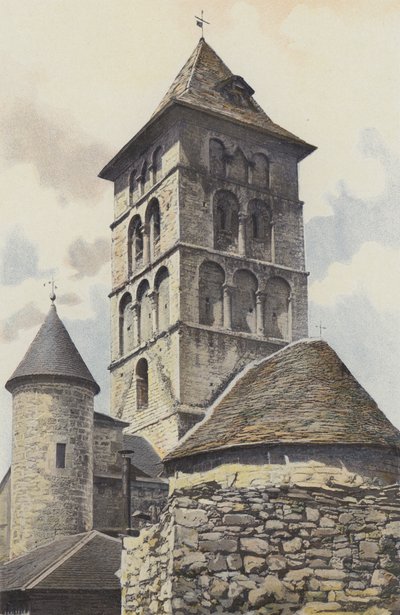 Livernon, Kirche, Glockenturm und Apsis von French Photographer