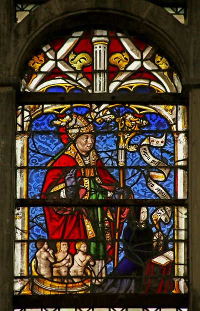 Die Frau eines Stifters mit St. Nikolaus von French School