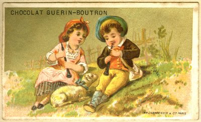 Werbechromolithografie von Guérin Boutron Schokoladen (Chromolithografie) von French School