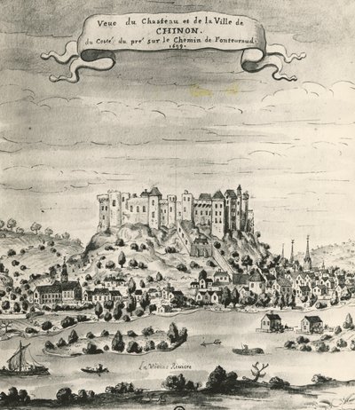 Schloss und Stadt Chinon von French School