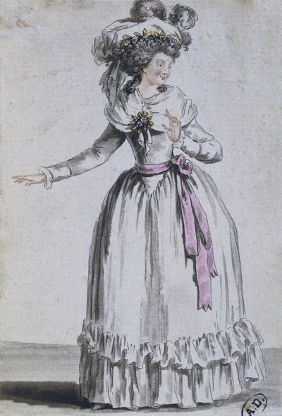 Kostüm einer Schauspielerin (Farbstich) von French School