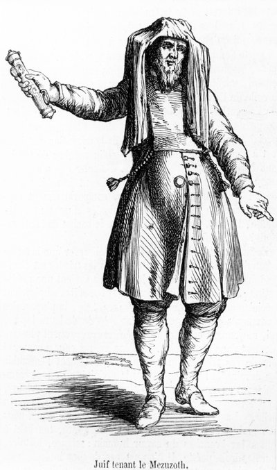 Französischer Jude des 18. Jahrhunderts hält eine Mesusa von French School