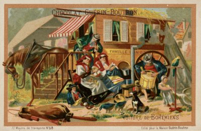 Zigeunerwagen (Chromolithografie) von French School