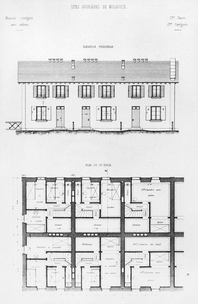 Wohnsiedlung in Mulhouse, spätes 19. Jahrhundert von French School
