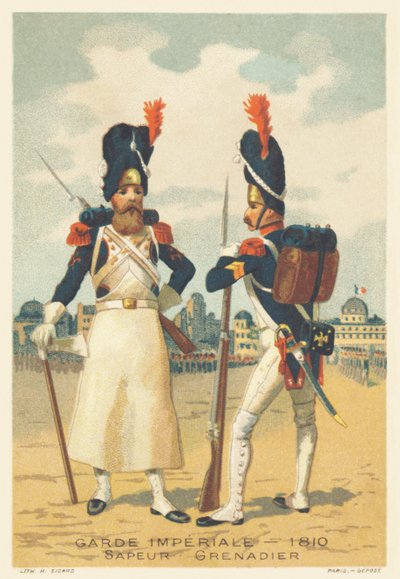 Kaiserliche Garde, Sapeur und Grenadier im Jahr 1810 von French School