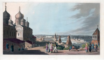 Moskau. Anonyme Lithographie und Aquarell von French School
