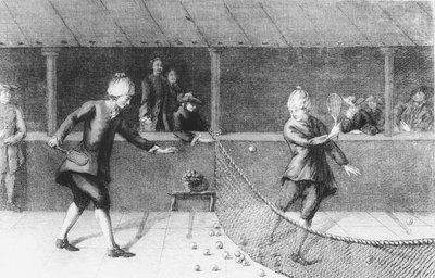 Jeu de Paume in Paris spielen (Gravur) von French School